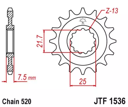 Звезда передняя JT JTF1536.16RB для мотоциклов