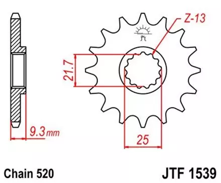 Звезда передняя JT JTF1539.15 для мотоциклов