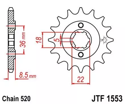 Звезда передняя JT JTF1553.14 для мотоциклов