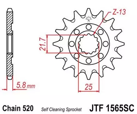 Звезда передняя JT JTF1565.13SC для мотоциклов