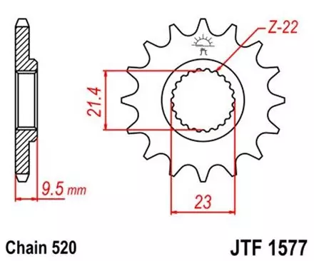 Звезда передняя JT JTF1577.15 для мотоциклов