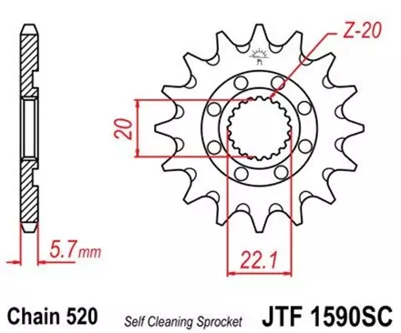 Звезда передняя JT JTF1590.13SC для мотоциклов