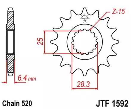 Звезда передняя JT JTF1592.15 для мотоциклов