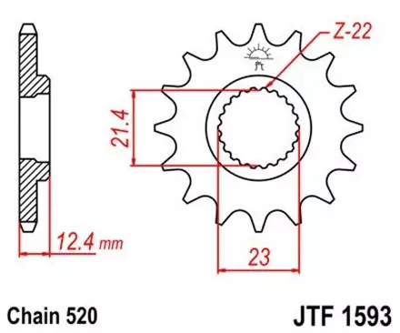 Звезда передняя JT JTF1593.14 для мотоциклов