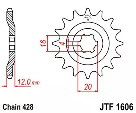 Звезда передняя JT JTF1606.14 для мотоциклов