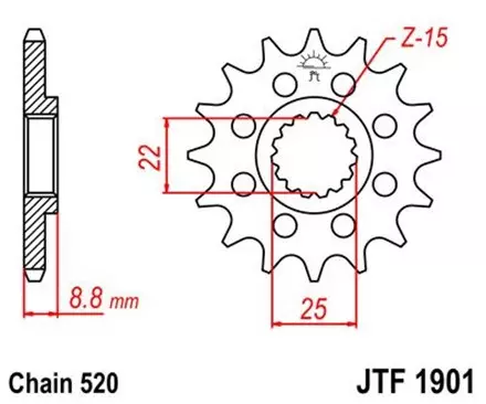 Звезда передняя JT JTF1901.12 для мотоциклов