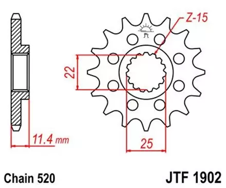 Звезда передняя JT JTF1902.15 для мотоциклов