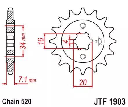 Звезда передняя JT JTF1903.12 для мотоциклов