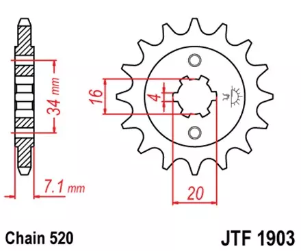 Звезда передняя JT JTF1903.14 для мотоциклов