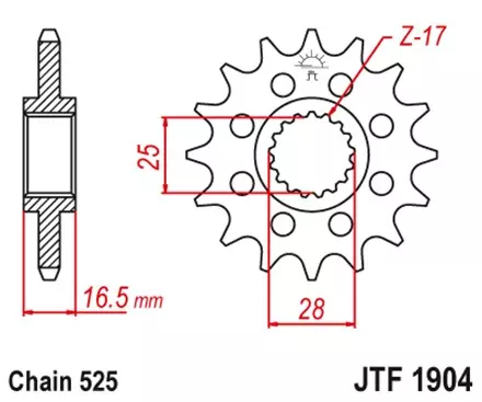 Звезда передняя JT JTF1904.16RB для мотоциклов
