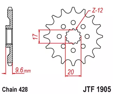 Звезда передняя JT JTF1905.14 для мотоциклов