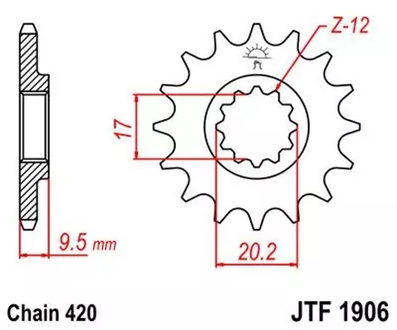 Звезда передняя JT JTF1906.12 для мотоциклов