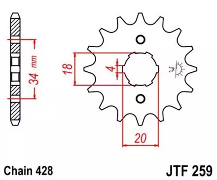 Звезда передняя JT JTF259.12 для мотоциклов