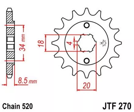 Звезда передняя JT JTF270.14 для мотоциклов