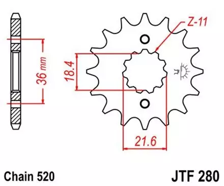 Звезда передняя JT JTF280.13 для мотоциклов