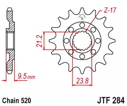 Звезда передняя JT JTF284.14 для мотоциклов