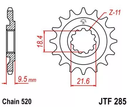 Звезда передняя JT JTF285.15 для мотоциклов