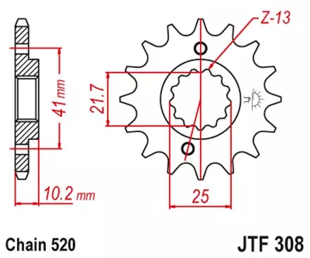 Звезда передняя JT JTF308.15RB для мотоциклов