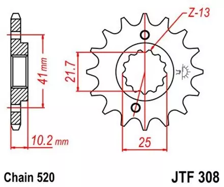 Звезда передняя JT JTF308.16 для мотоциклов