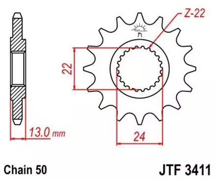 Звезда передняя JT JTF3411.16 для мотоциклов