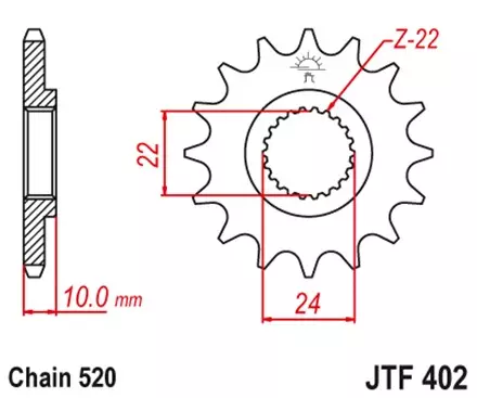 Звезда передняя JT JTF402.16RB для мотоциклов