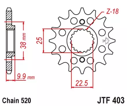 Звезда передняя JT JTF403.13 для мотоциклов