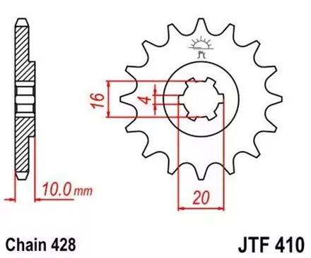 Звезда передняя JT JTF410.14 для мотоциклов