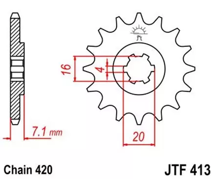 Звезда передняя JT JTF413.16 для мотоциклов