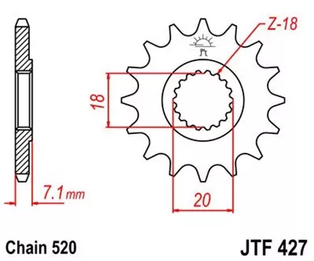 Звезда передняя JT JTF427.12 для мотоциклов