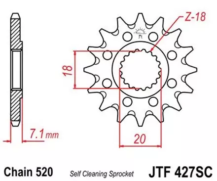 Звезда передняя JT JTF427.13SC для мотоциклов