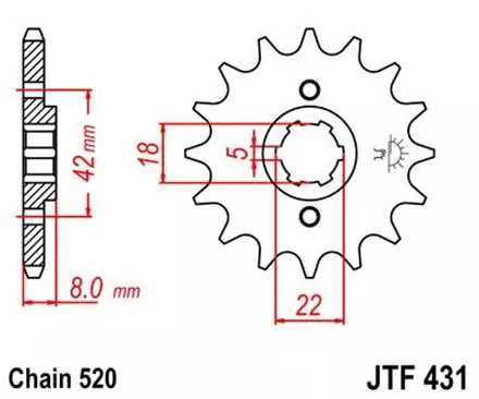 Звезда передняя JT JTF431.14 для мотоциклов