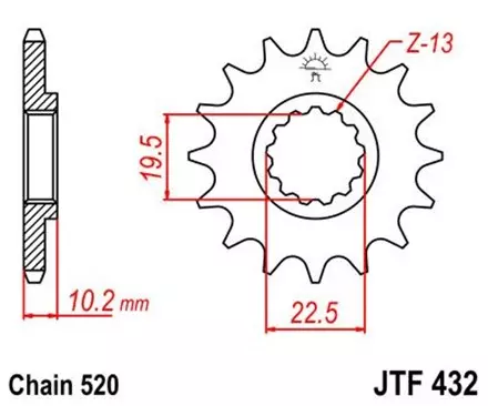 Звезда передняя JT JTF432.12 для мотоциклов