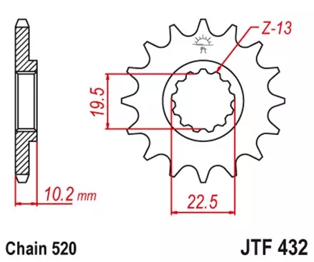 Звезда передняя JT JTF432.15T для мотоциклов