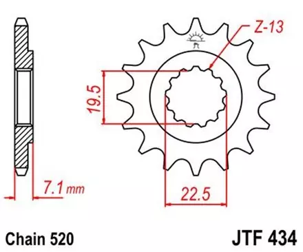 Звезда передняя JT JTF434.13 для мотоциклов