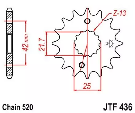 Звезда передняя JT JTF436.13 для мотоциклов