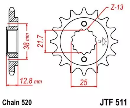 Звезда передняя JT JTF511.14 для мотоциклов