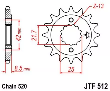 Звезда передняя JT JTF512.16 для мотоциклов