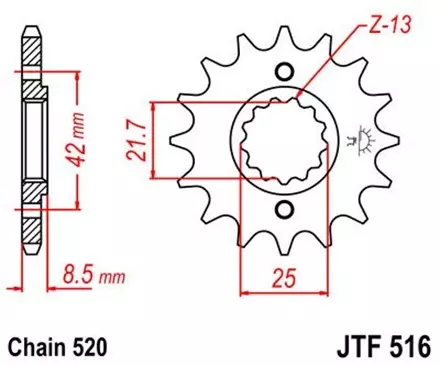 Звезда передняя JT JTF516.13 для мотоциклов