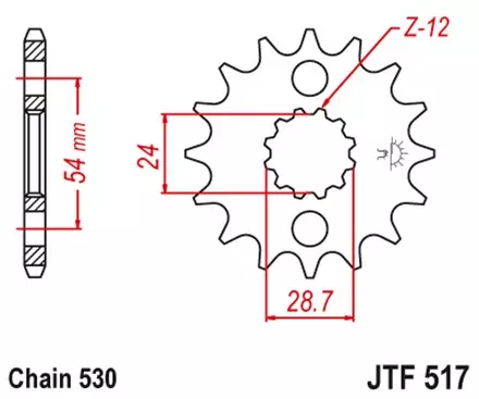 Звезда передняя JT JTF517.17RB для мотоциклов
