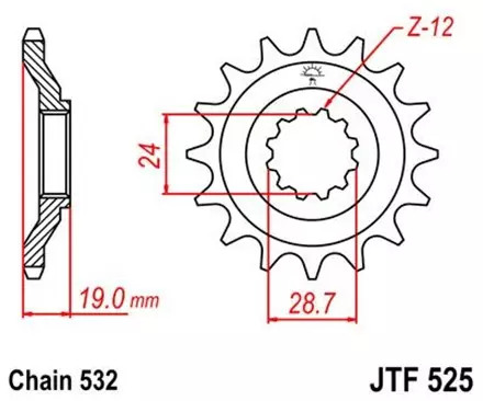 Звезда передняя JT JTF525.17 для мотоциклов