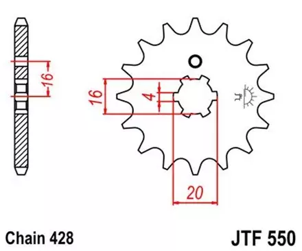 Звезда передняя JT JTF550.15 для мотоциклов