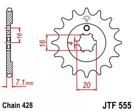 Звезда передняя JT JTF555.13 для мотоциклов