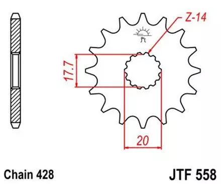 Звезда передняя JT JTF558.14 для мотоциклов