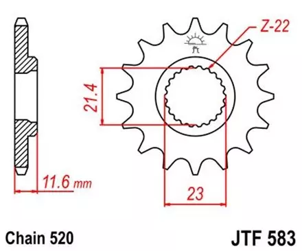 Звезда передняя JT JTF583.14 для мотоциклов