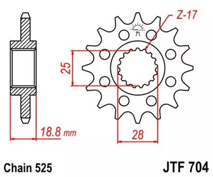 Звезда передняя JT JTF704.16 для мотоциклов