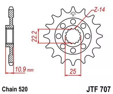 Звезда передняя JT JTF707.15 для мотоциклов