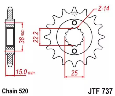 Звезда передняя JT JTF737.14 для мотоциклов