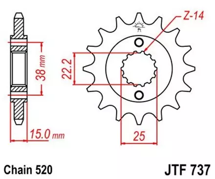 Звезда передняя JT JTF737.15 для мотоциклов
