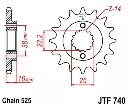 Звезда передняя JT JTF740.14 для мотоциклов