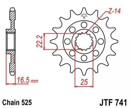 Звезда передняя JT JTF741.14 для мотоциклов